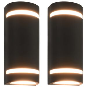 vidaXL Au&szlig;enwandleuchten 2 Stk. 35 W Schwarz Halbrund