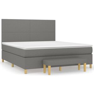 vidaXL Boxspringbett mit Matratze Dunkelgrau 160x200 cm Stoff