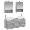 vidaXL Badezimmerm&ouml;bel-Set 5 pcs Grau Sonoma Ingenieurholz und Glas