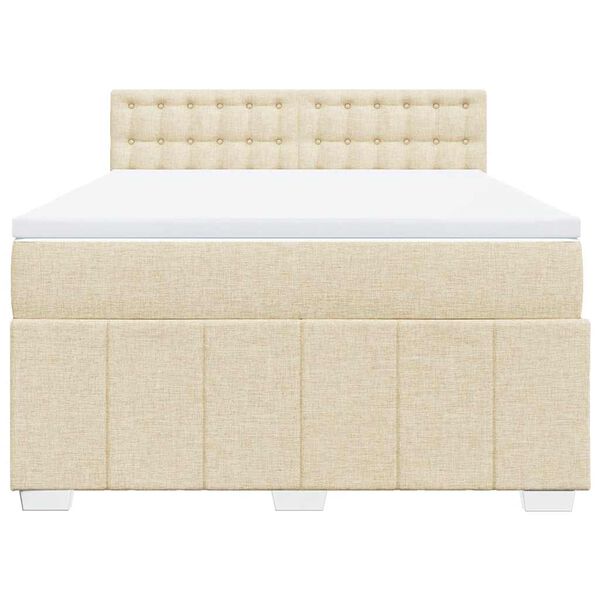 vidaXL Boxspringbett mit Matratze Creme 140x190 cm Stoff