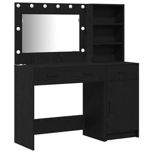 vidaXL Schminktisch mit Spiegelbeleuchtung 2 pcs Schwarz Holzwerkstoff