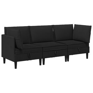vidaXL Wohnzimmergarnitur 3 stk. Schwarz Stoff