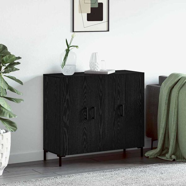 vidaXL Sideboard Schwarz Eichen-Optik 90 x 34 x 80 cm Holzwerkstoff