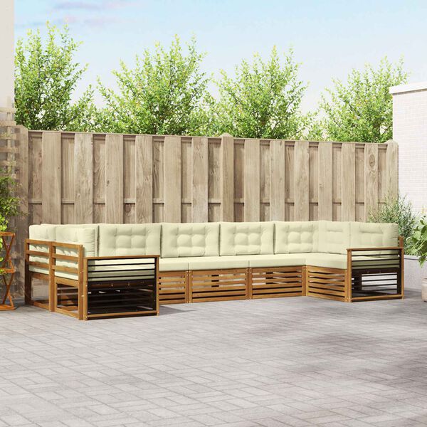 vidaXL Sofagarnituren 7 pcs Natur und Creme Massivholz Akazie