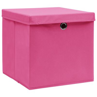 vidaXL Aufbewahrungsboxen mit Deckeln 10 Stk. 28x28x28 cm Rosa
