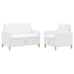 vidaXL Sofa Set mit Stauraum 2 Stk. Wei&szlig; Polyester