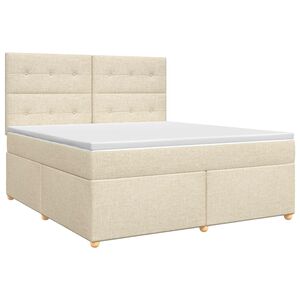 vidaXL Boxspringbett mit Matratze Creme 140 x 200 cm Stoff