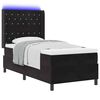 vidaXL LED Boxspringbett mit Matratze Argyle Schwarz 90 x 190 cm Samt