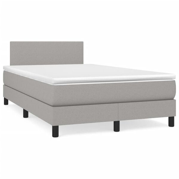 vidaXL Boxspringbett mit Matratze Hellgrau 120x190 cm Stoff