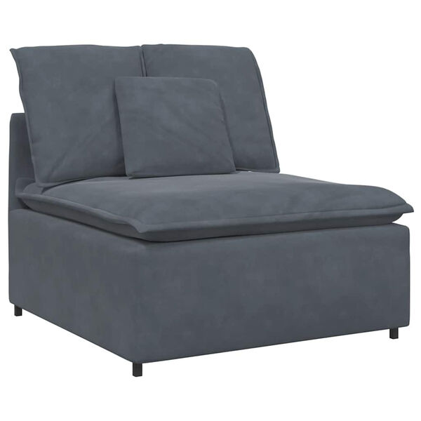 vidaXL Modulares Sofa mit Fußhocker Kissen Samt Dunkelgrau