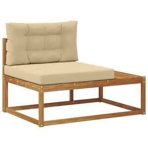 vidaXL Outdoor Endsofa mit Kissen Natur 115 x 83 x 73 cm