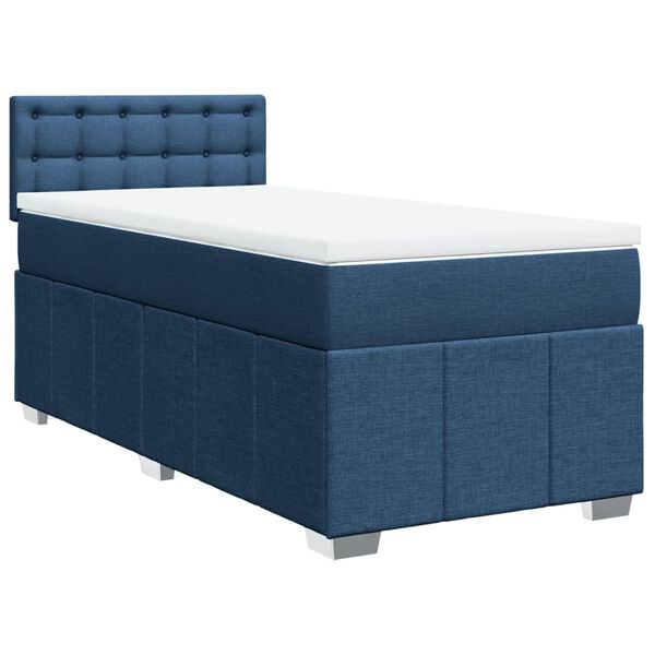 vidaXL Boxspringbett mit Matratze Blau 80x200 cm Stoff