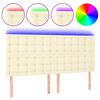 vidaXL LED Kopfteil Creme 200x5x118/128 cm Kunstleder