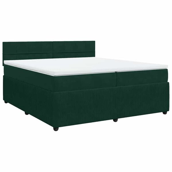 vidaXL Boxspringbett mit Matratze Dunkelgr&uuml;n 200x200 cm Samt