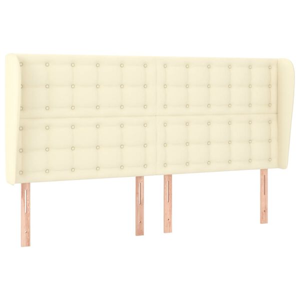 vidaXL Kopfteil mit Ohren Creme 183x23x118/128 cm Kunstleder