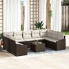 vidaXL Sofa Set mit Kissen 10 pcs Braun Poly Rattan