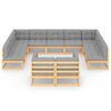 vidaXL 11-tlg. Garten-Lounge-Set mit Kissen Kiefer Massivholz
