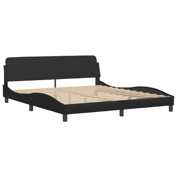 vidaXL Bett "Viana" mit Matratze Schwarz 180x200 cm Kunstleder