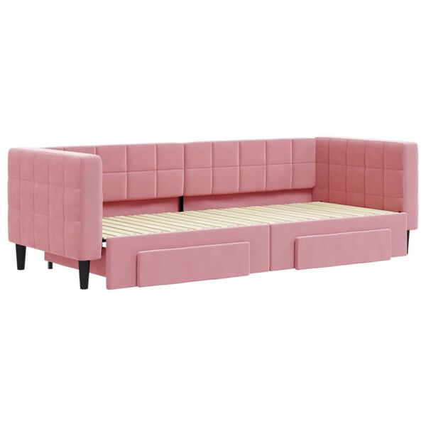 vidaXL Tagesbett Ausziehbar mit Schubladen Rosa 80x200 cm Samt