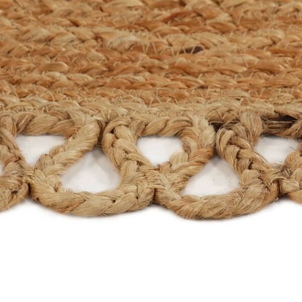 vidaXL Teppich Geflochten mit Wellenrand 150 cm Jute Rund