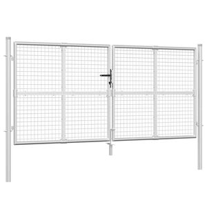 vidaXL Maschen-Gartentor Silber 300x125 cm Verzinkter Stahl