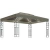 vidaXL Pavillon mit Doppeldach & LED-Lichterkette 3x4 m Taupe