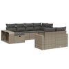vidaXL 10-tlg. Garten-Sofagarnitur mit Kissen Hellgrau Poly Rattan