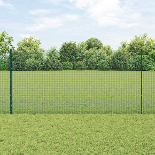 vidaXL Zaun mit Pfosten Gr&uuml;n 1,2 x 25 m Stahl und PVC