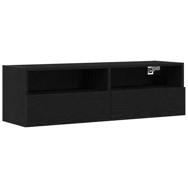 vidaXL TV-Wandschrank Schwarz Eichen-Optik 100 x 30 x 30 cm