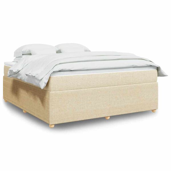 vidaXL Boxspringbett mit Matratze Creme 180x200 cm Stoff