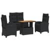 vidaXL 4-tlg. Garten-Essgruppe mit Kissen Schwarz Poly Rattan