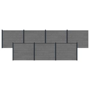 vidaXL Zaunelement 7 pcs WPC und Aluminium Grau