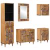vidaXL Badezimmerm&ouml;bel-Set 5 Stk. Natur Massivholz Mango