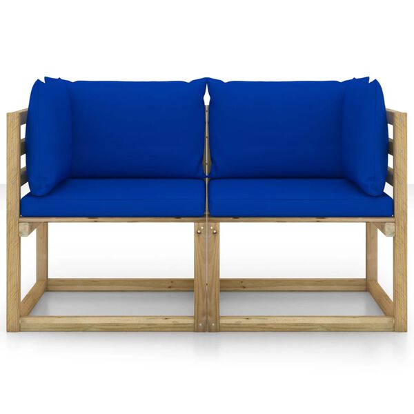 vidaXL Garten-Ecksofas & Kissen in Gr&uuml;n 2 Stk. Kiefernholz