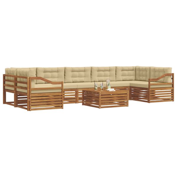 vidaXL Outdoor-Sofagarnitur mit Kissen 8 pcs Natur und Beige