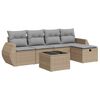 vidaXL 6-tlg. Garten-Sofagarnitur mit Kissen Beige Poly Rattan