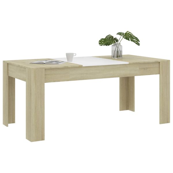 vidaXL Esstisch Wei&szlig; und Sonoma-Eiche 180x90x76 cm Holzwerkstoff