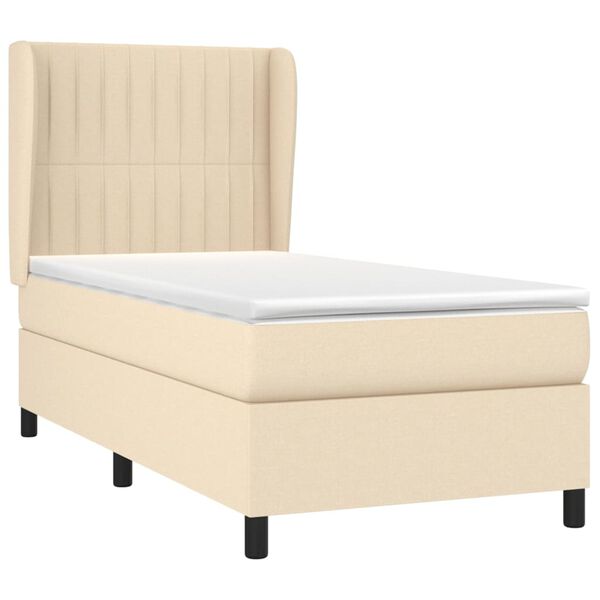 vidaXL Boxspringbett mit Matratze Creme 80x200 cm Stoff
