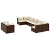 vidaXL 9-tlg. Garten-Sofagarnitur mit Kissen Braun Poly Rattan