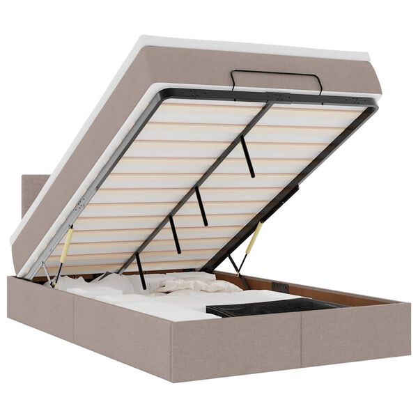 vidaXL Ottoman-Bett mit Matratze Taupe 120x200 cm Stoff