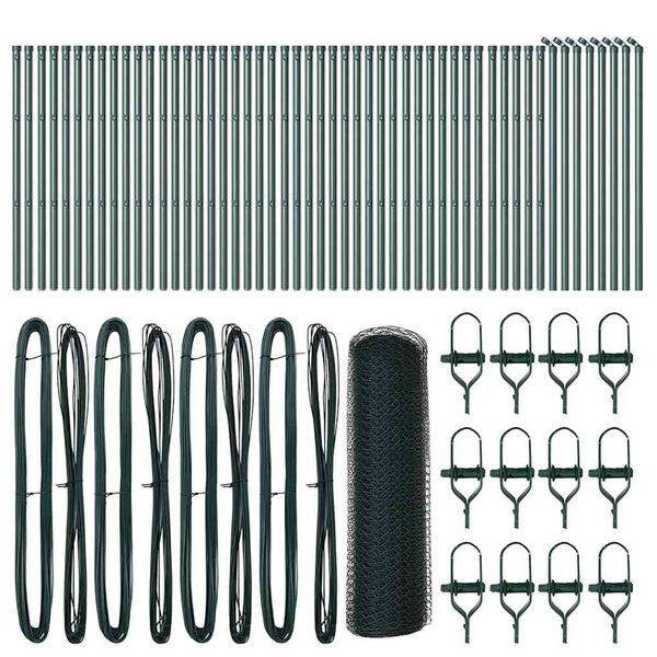 vidaXL Zaun mit Pfosten Grün 0,5 x 100 m PVC-beschichteter Stahl