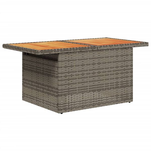 vidaXL Gartentisch Grau 100x55x73 cm Poly Rattan und Akazienholz