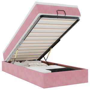 vidaXL Ottoman-Bett mit Matratze Rosa 100x200 cm Samt