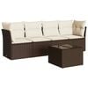 vidaXL 5-tlg. Garten-Sofagarnitur mit Kissen Braun Poly Rattan