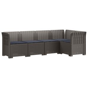 vidaXL 5-Sitzer Gartensofa mit Kissen Rattan-Look PP Hellgrau