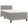 vidaXL Boxspringbett mit Matratze & LED Hellgrau 90x200 cm Samt