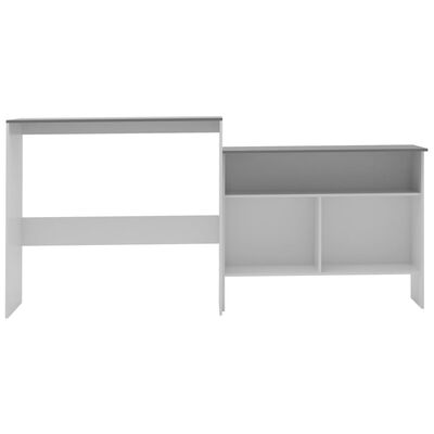 vidaXL Bartisch mit 2 Tischplatten Weiß und Grau 130 x 40 x 120 cm