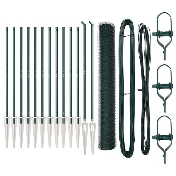 vidaXL Zaunpfosten Gr&uuml;n 25 x 1 m (13 mm Gewebe) Stahl