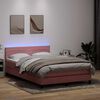 vidaXL Boxspringbett mit Matratze & LED Rosa 140x210 cm Samt