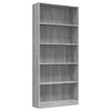 vidaXL B&uuml;cherregal 5 F&auml;cher Grau Sonoma-Eiche 80x24x175 Holzwerkstoff